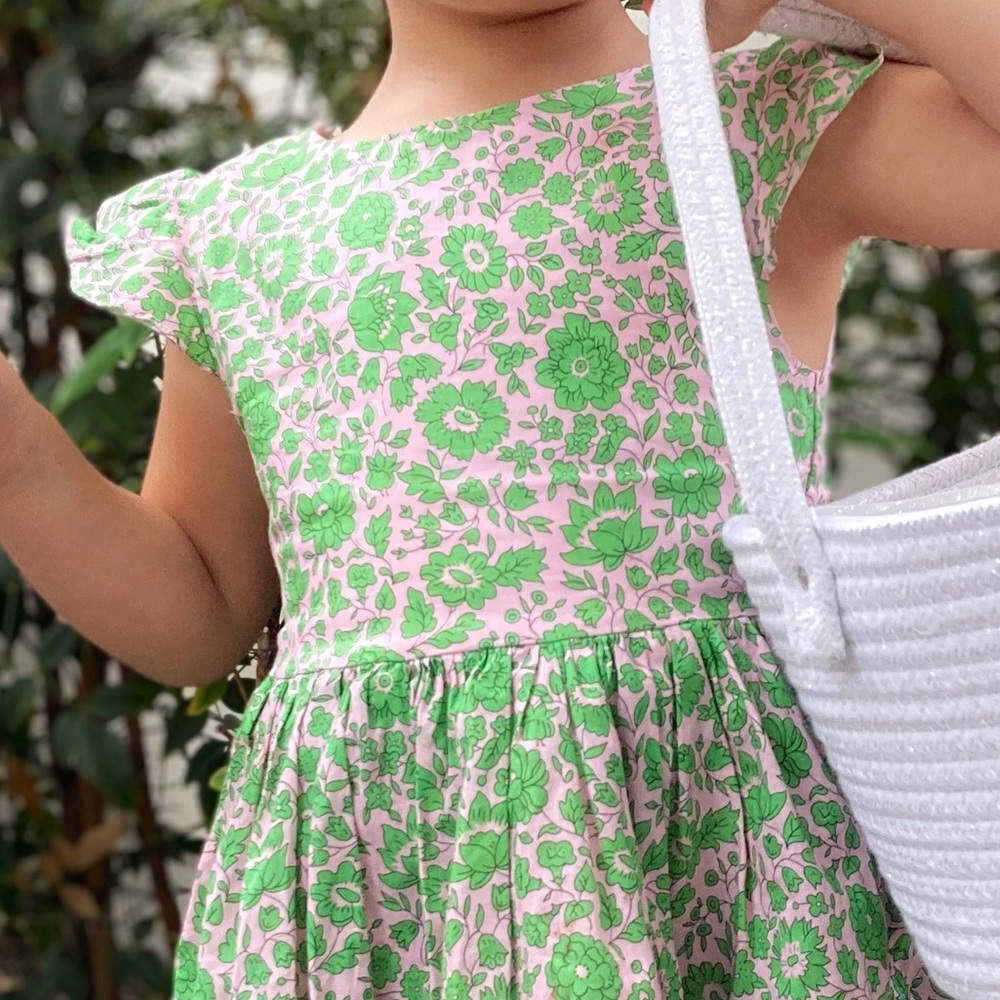 Jacadi Pink & Green Floral Dress